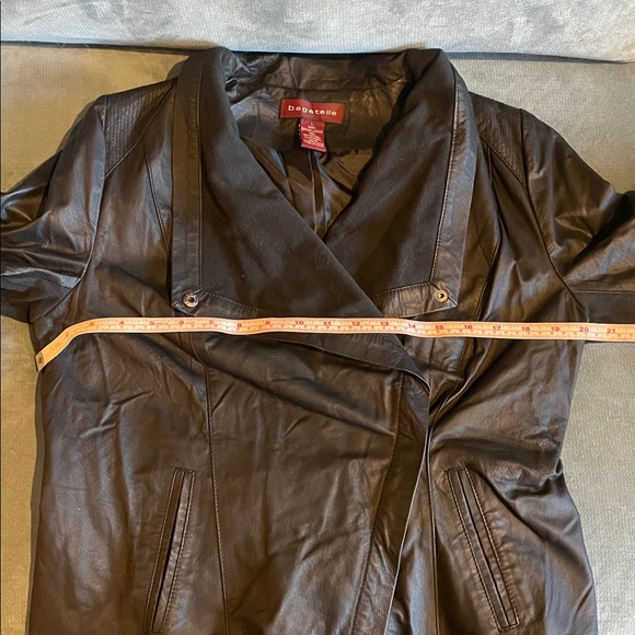 Bagatelle Drape Leather Jacket with Asymmetrical Closure - Picture 8 of 12